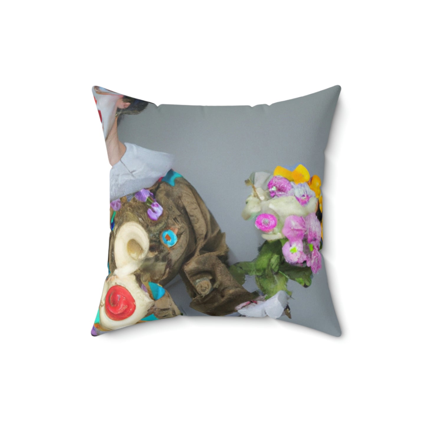 "Clowning Around with Balloons" - The Alien Square Pillow