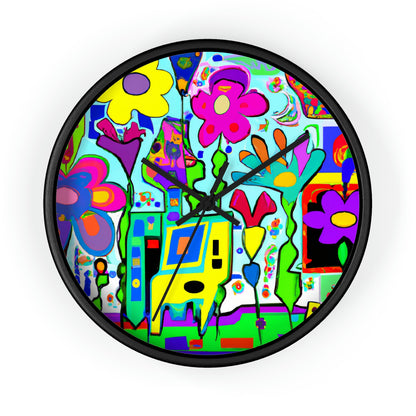 "A Mystical Garden of Rainbow Petals" - The Alien Wall Clock