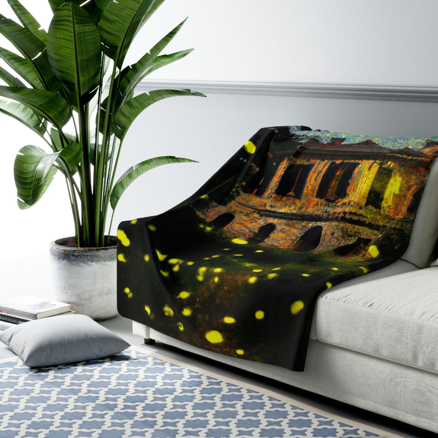 "A Shining Embrace of Fireflies" - The Alien Sherpa Fleece Blanket