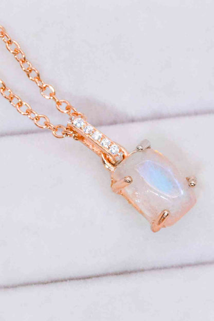 Natural Moonstone 4-Prong Pendant Necklace