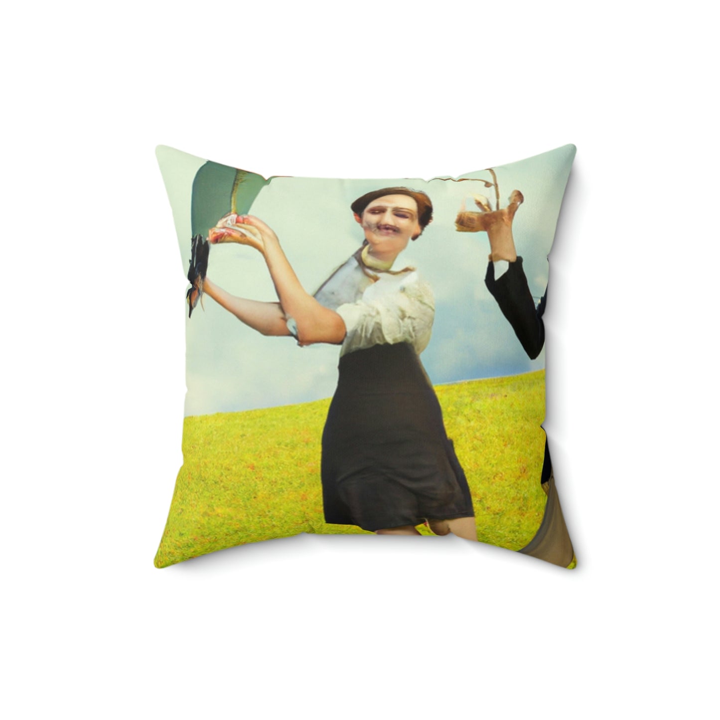 "A Kite Day in the Meadow" - The Alien Square Pillow