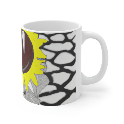 "Un girasol que se marchita en un campo reseco" - Taza de cerámica The Alien 11 oz