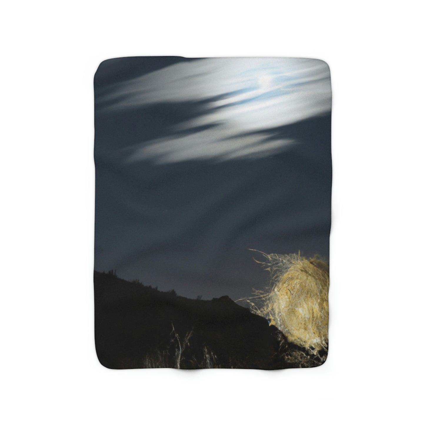 "Midnight in the Desert Tumbleweed" - The Alien Sherpa Fleece Blanket