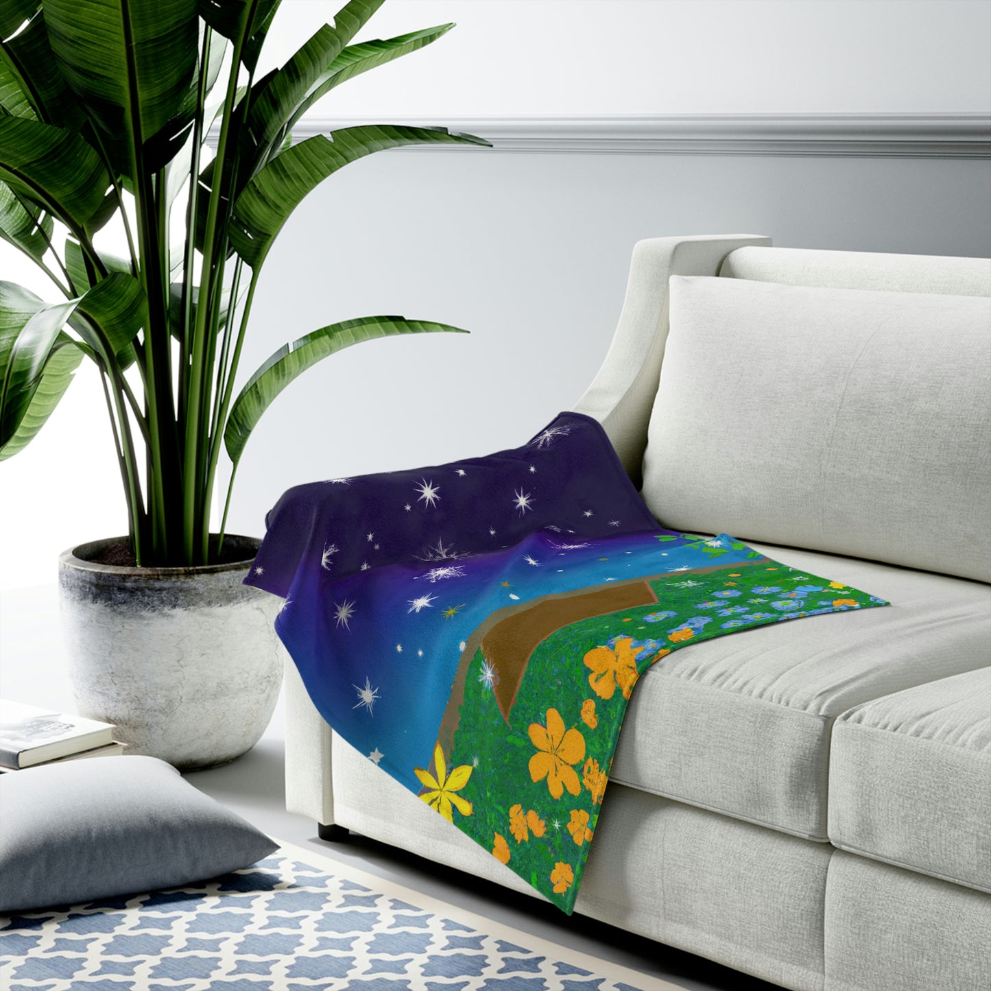 "A Celestial Garden of Color" - The Alien Velveteen Plush Blanket