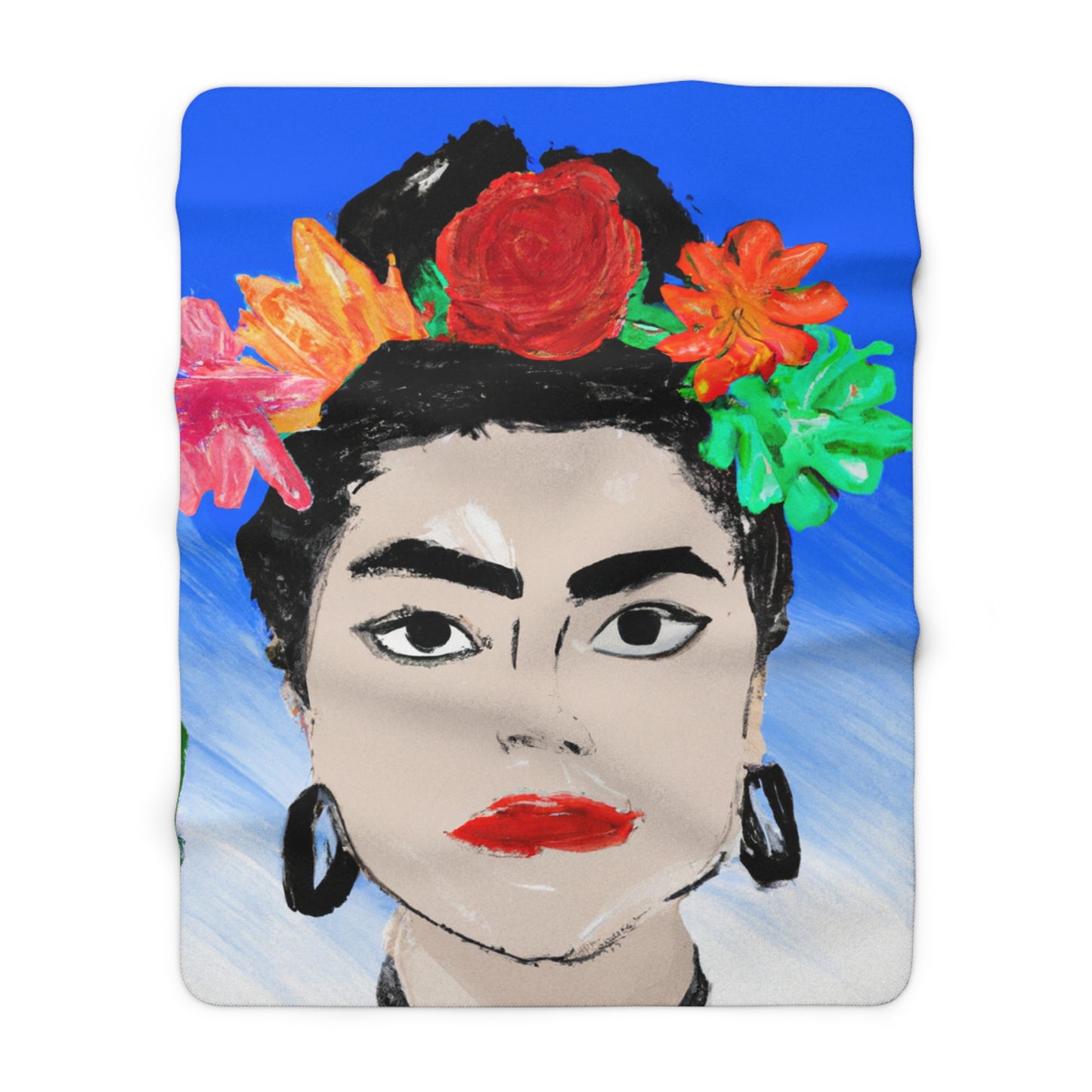 "Fiery Frida: Painting a Mexican Icon with Colorful Culture" - The Alien Sherpa Fleece Blanket