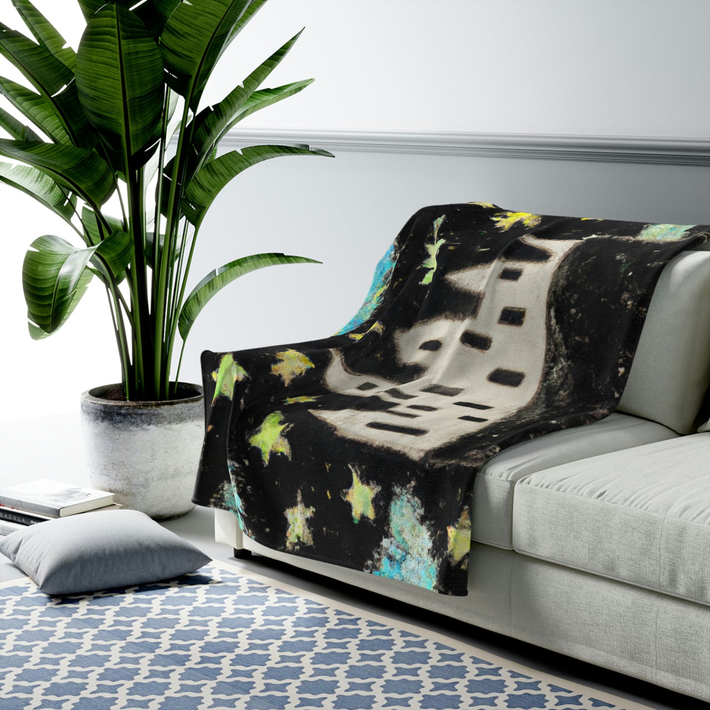 "Cosmic Oasis: A Journey to a Floating City Amid the Sea of ​​Stars" - The Alien Velveteen Plush Blanket