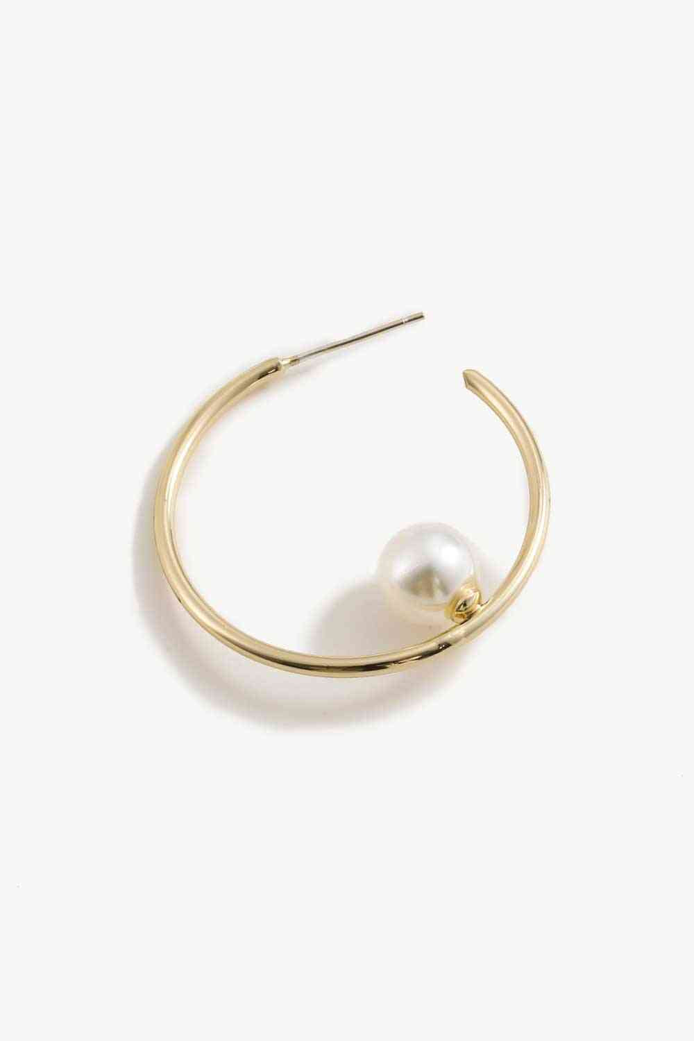 Pendientes de aro con perlas en forma de C