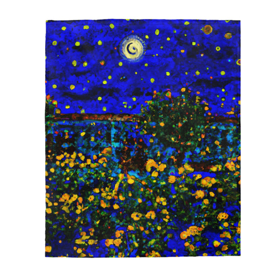 "A Midnight Celebration in Grandma's Garden" - The Alien Velveteen Plush Blanket