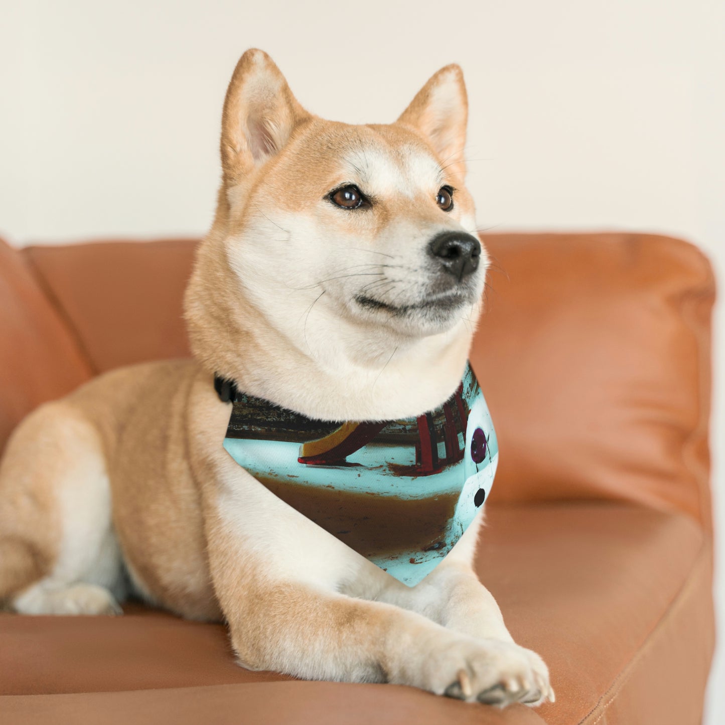 "Melancholy Snowman in a Silent Playground" - The Alien Pet Bandana Collar