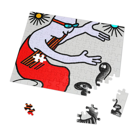 "A Blind Monk's Gentle Embrace of a Lost Dragonling" - The Alien Jigsaw Puzzle