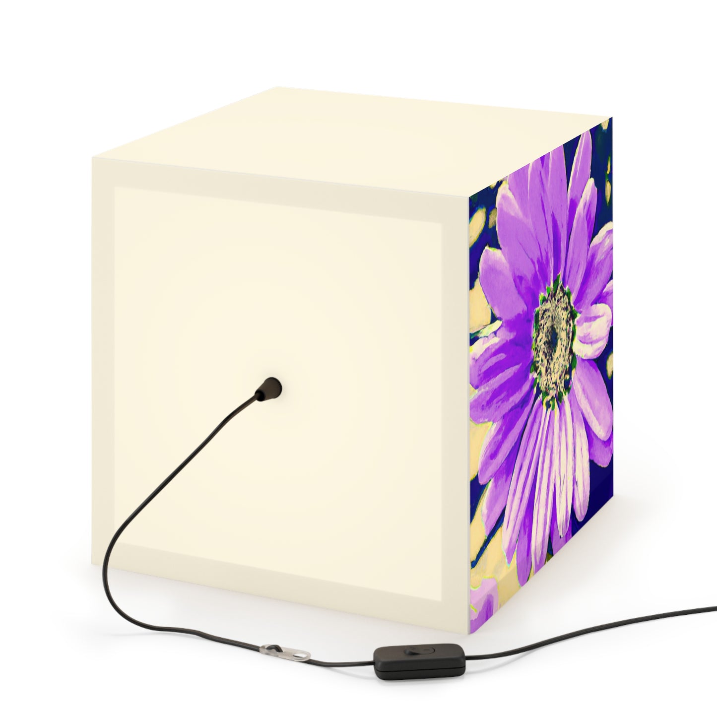 Lila Blütenblätter knallen: Kreieren Sie eine auffällige Gänseblümchen-Rosen-Fusion – die Alien Light Cube Lampe