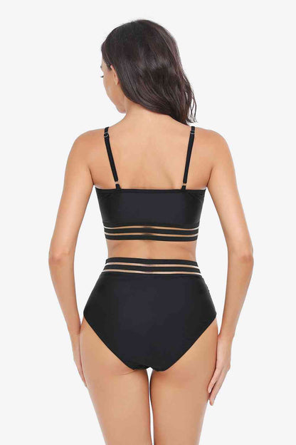 Rüschen-Bikini-Set mit tiefem Ausschnitt