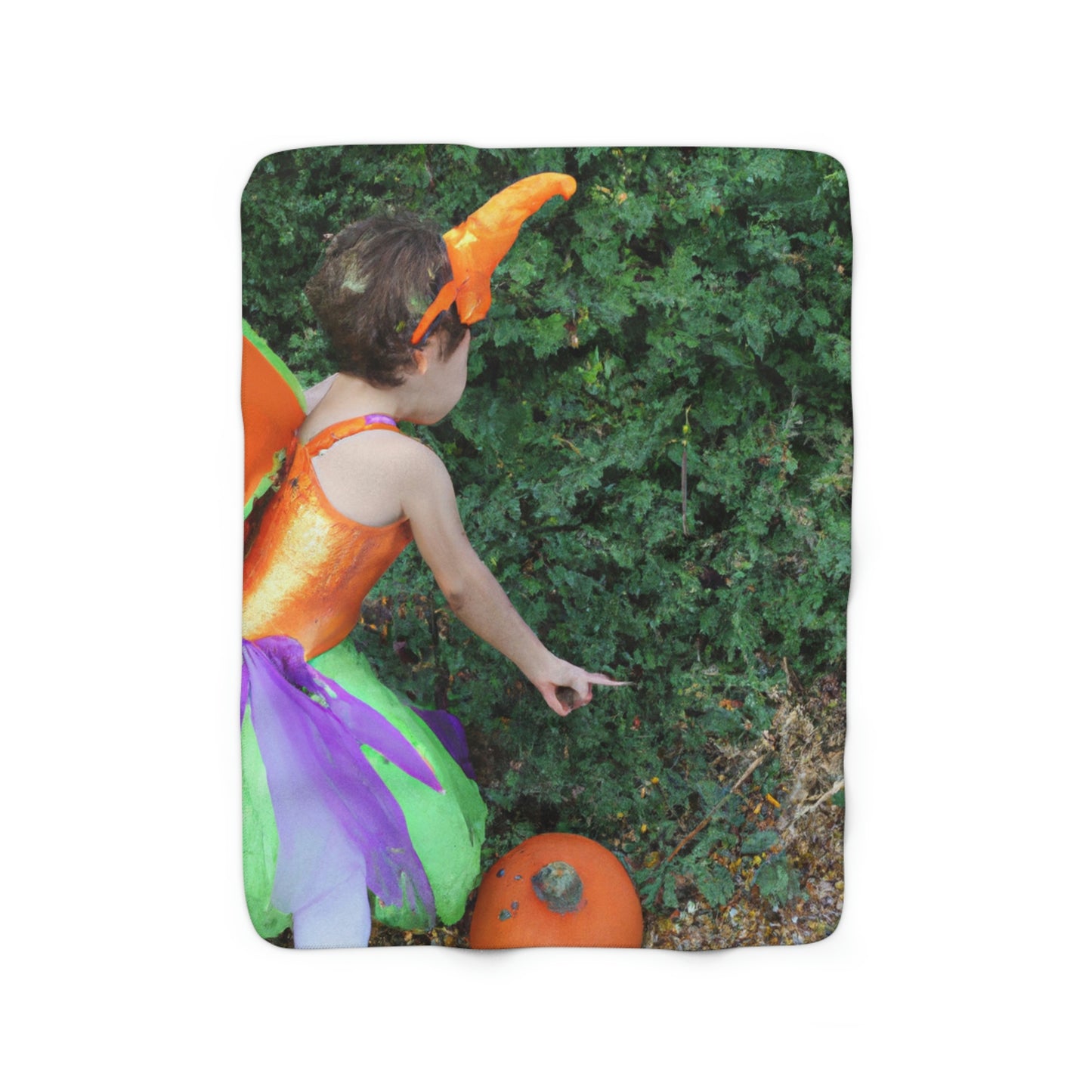 "Pixie's Pumpkin Patch Quest" - The Alien Sherpa Fleece Blanket