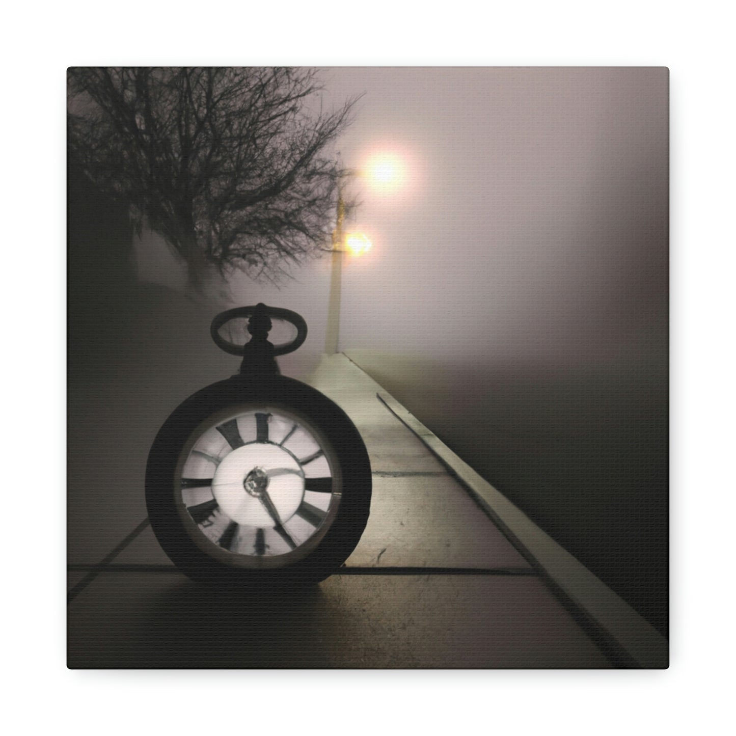 "El reloj solitario en Foggy Lane" - The Alien Canva