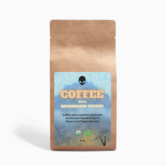 Mushroom Coffee Fusion - Lion's Mane &amp; Chaga 4oz "The Mystical Mountain Majesty" The Alien Coffee