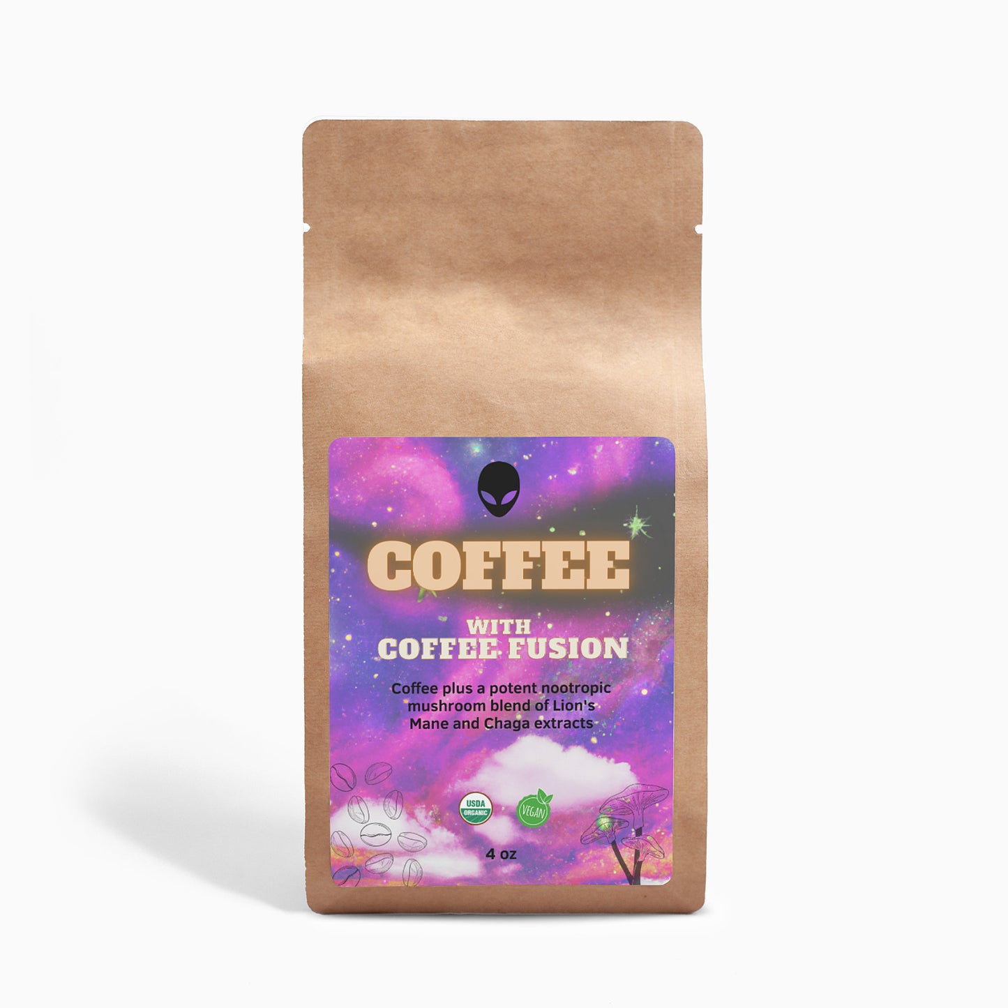 Mushroom Coffee Fusion - Lion's Mane &amp; Chaga 4oz "Starry Night Symphony" - The Alien Coffee