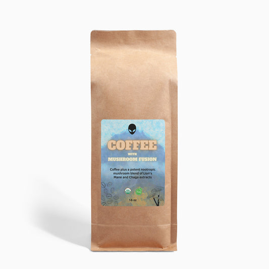 Mushroom Coffee Fusion - Lion's Mane &amp; Chaga 16oz "The Mystical Mountain Majesty" The Alien Coffee