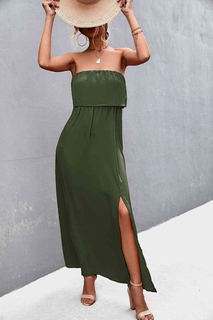 Strapless Split Maxi Dress