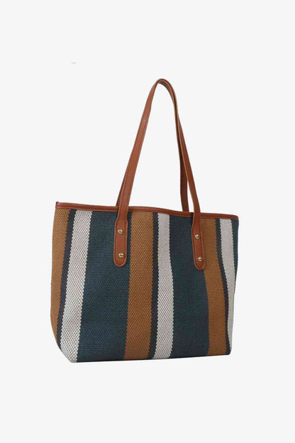 Bolso tote de paja a rayas