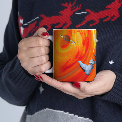 "Journeying in the Burning Orange Galaxy" - The Alien Ceramic Mug 11 oz