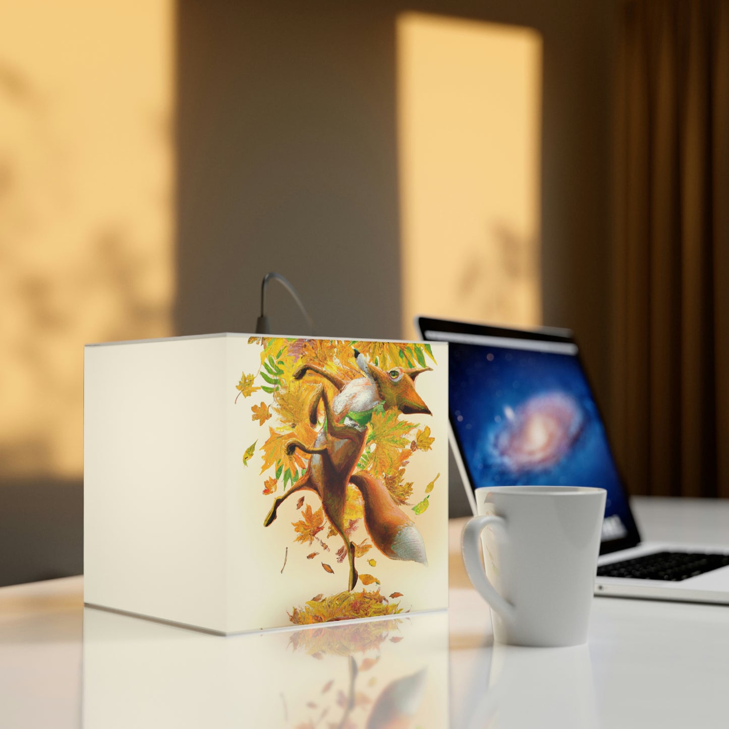 "Autumnal Adventure: A Fox's Mischief" - Die Alien Light Cube Lampe