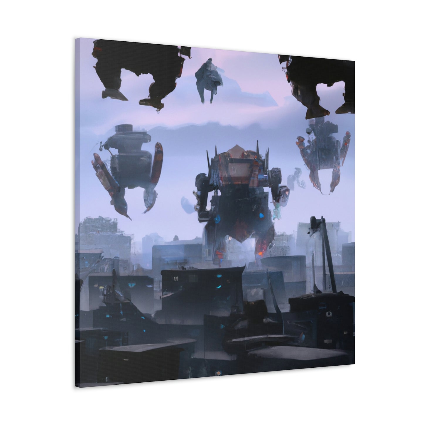 "Mech Mayhem: The Giant Robot City Showdown" - The Alien Canva