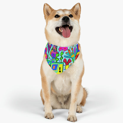 "Ein mystischer Garten aus Regenbogenblüten" - Das Alien Pet Bandana Halsband