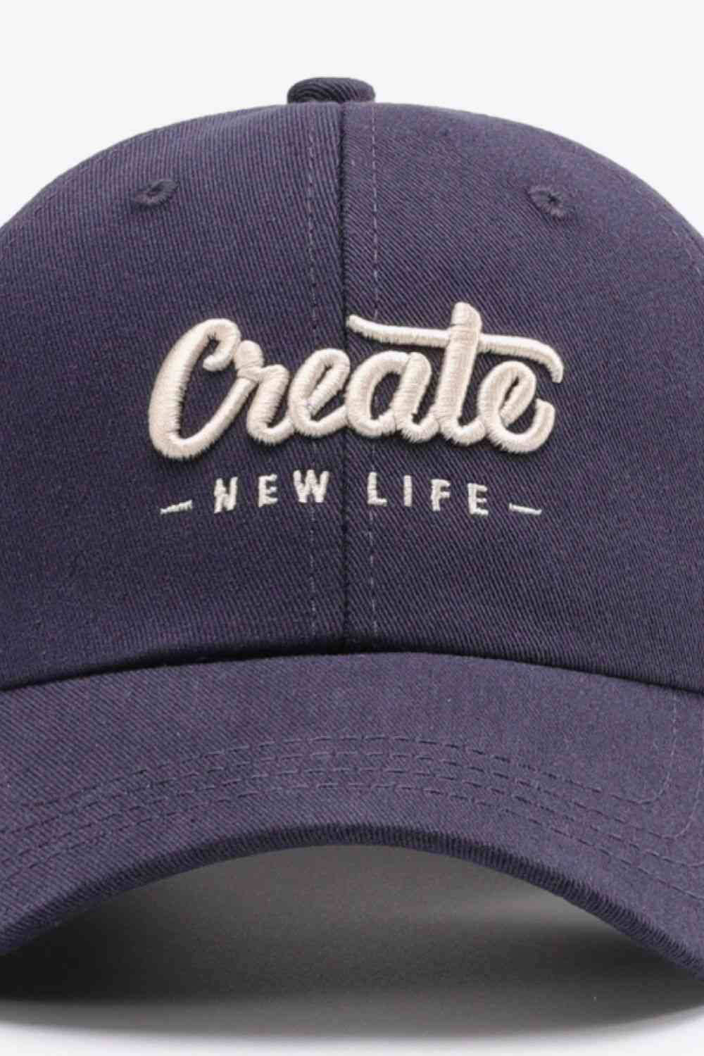 CREATE NEW LIFE Gorra de béisbol de algodón ajustable