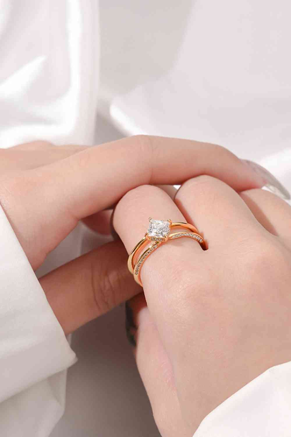 Moissanite 18K Gold-Plated Double-Layered Ring