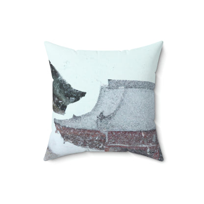 "Lost in the Blizzard: Ein Abenteuer im alten Tempel" - Das Alien Square Pillow