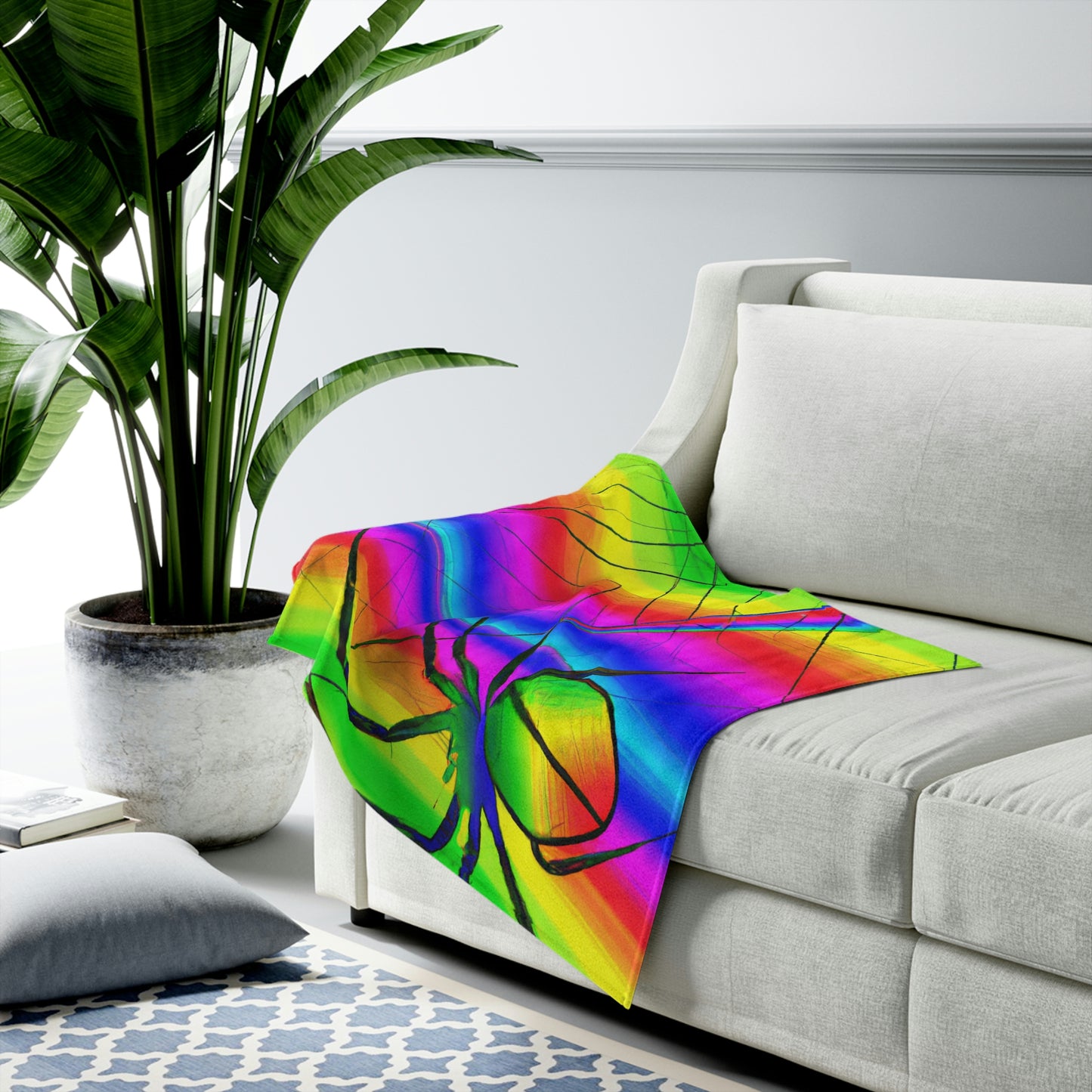 "A Spinnerette's Prismatic Web" - The Alien Velveteen Plush Blanket