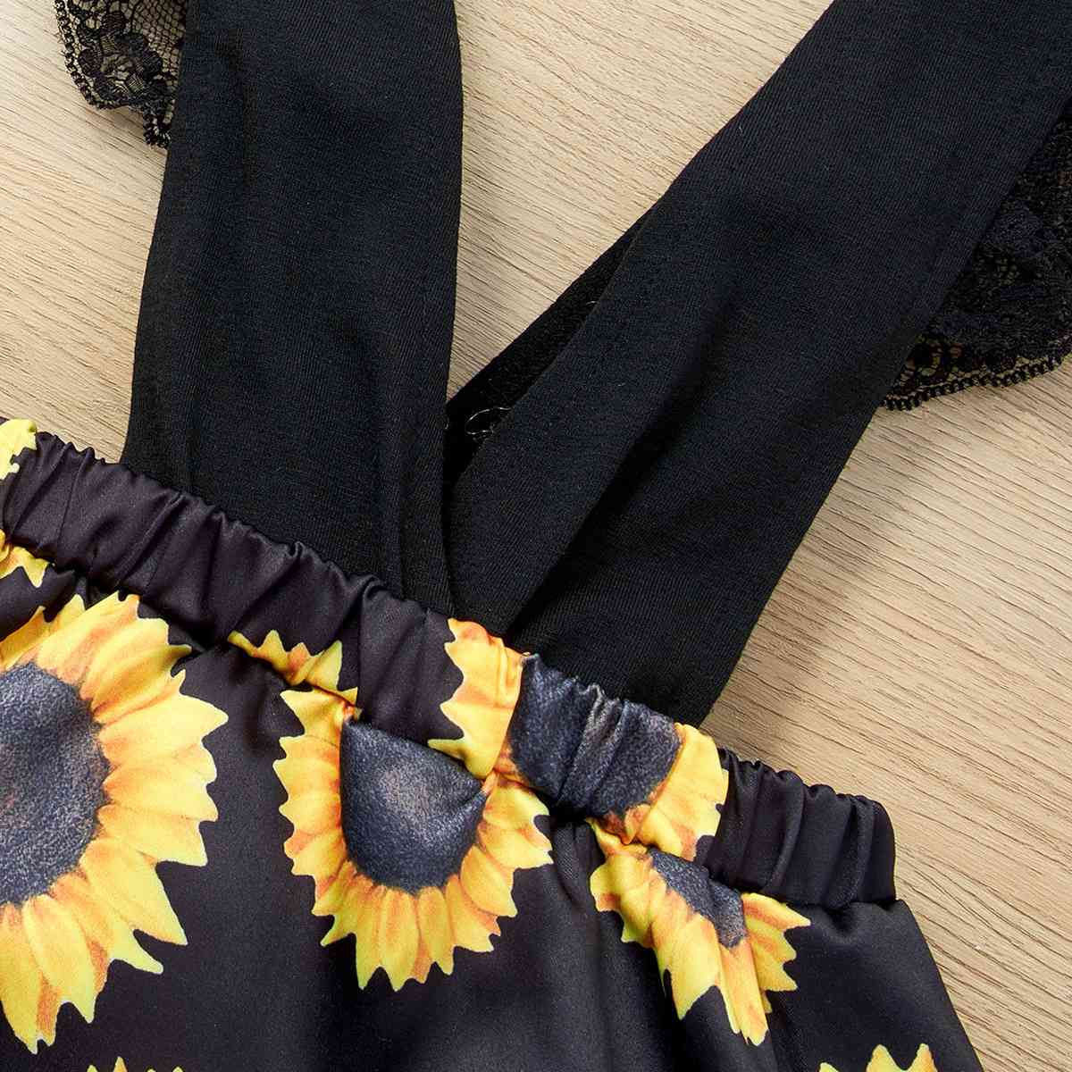 Body-Kleid aus gespleißter Spitze mit Sonnenblumen-Print