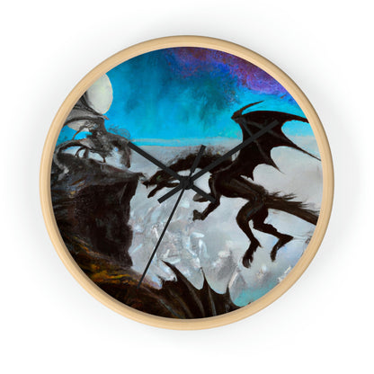 "Clash of Fire and Steel on the Moonlit Cliff" - The Alien Wall Clock