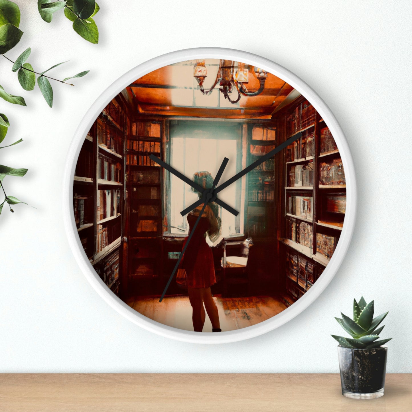 "The Enchanted Library Maze" - The Alien Wall Clock