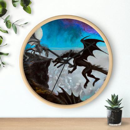 "Clash of Fire and Steel on the Moonlit Cliff" - The Alien Wall Clock