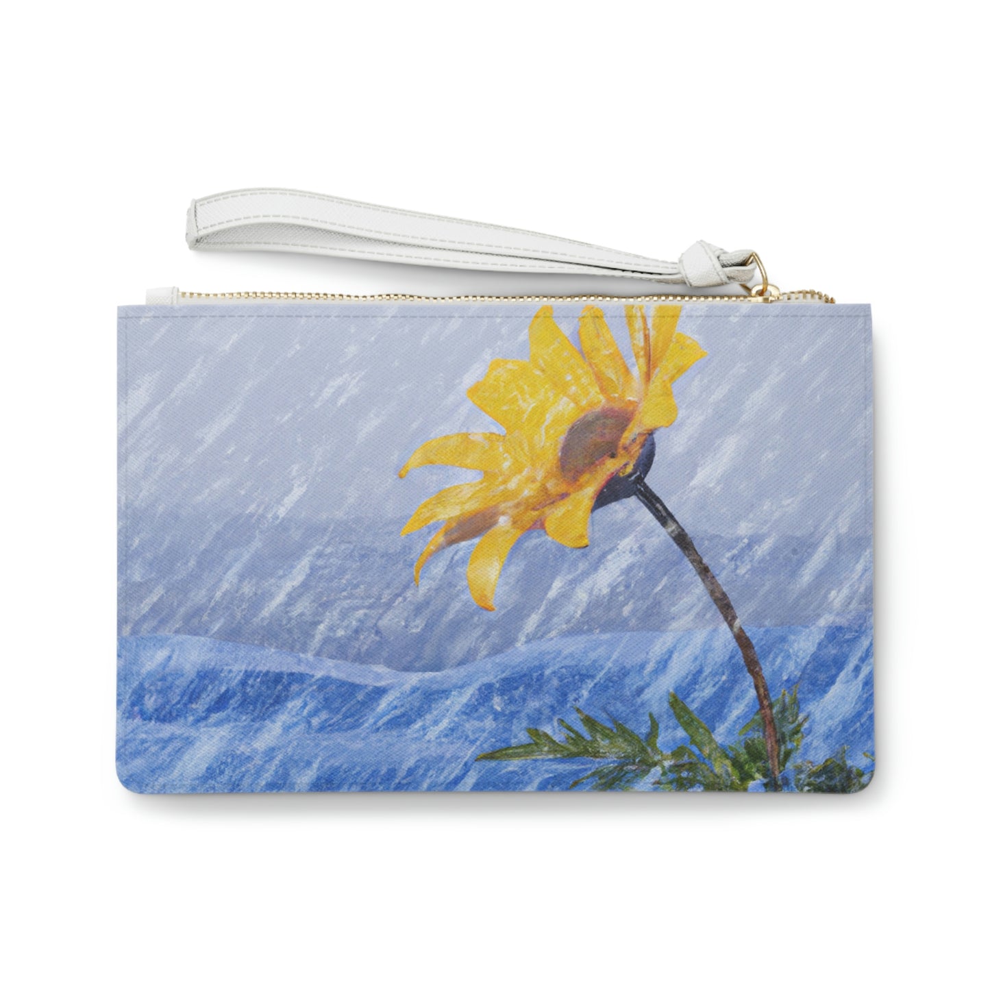 "A Burst of Color in the Glistening White: The Miracle of a Flower Blooms in a Snowstorm" - The Alien Clutch Bag