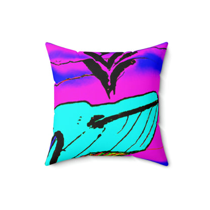 "Glow of the Neon Sea" - The Alien Square Pillow