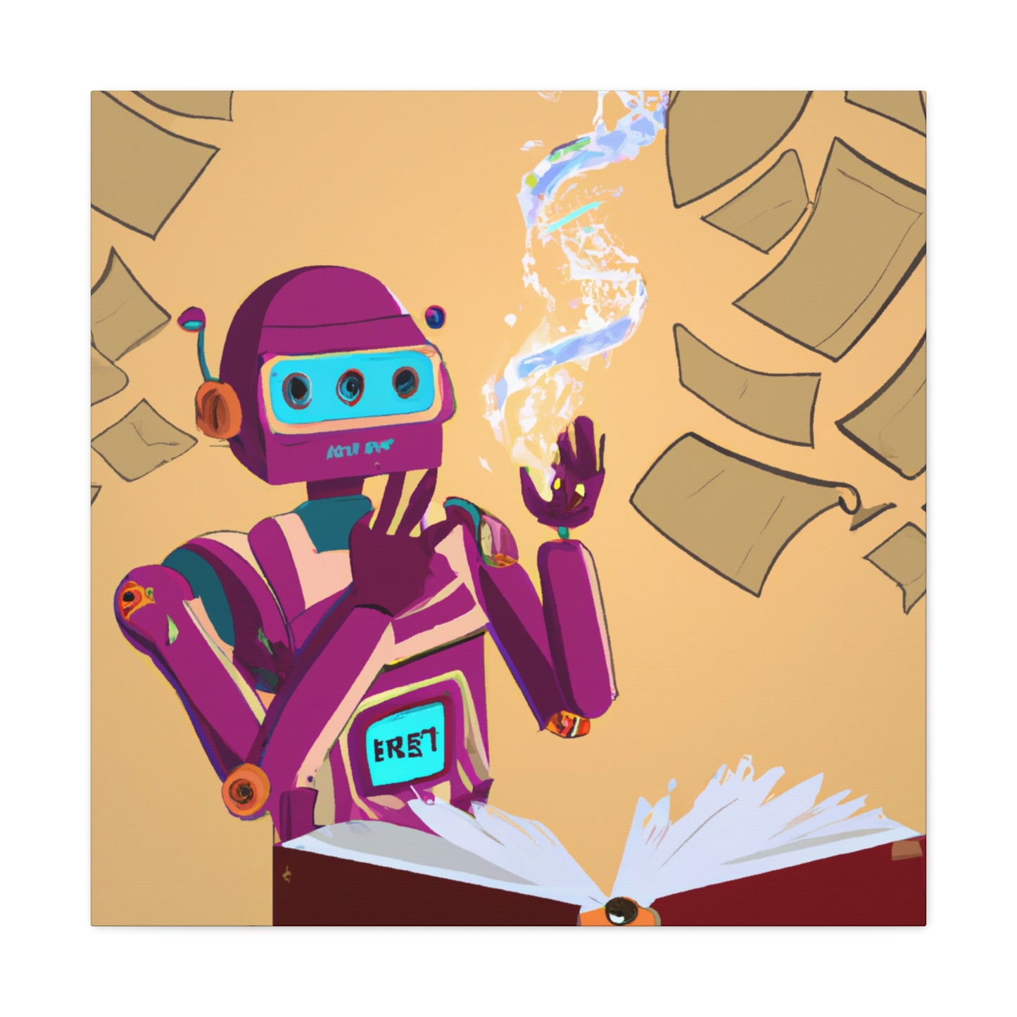 "Robot Librarian and the Magical Tome" - The Alien Canva