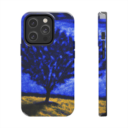 "Ein einsamer blauer Baum im Mondscheinfeld" - Die Alien Tough Phone Cases