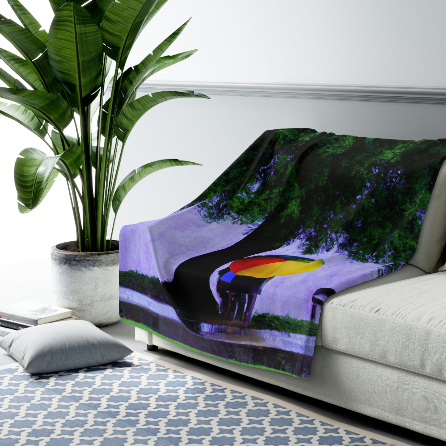 "Beneath the Rainy Sky." - The Alien Sherpa Fleece Blanket