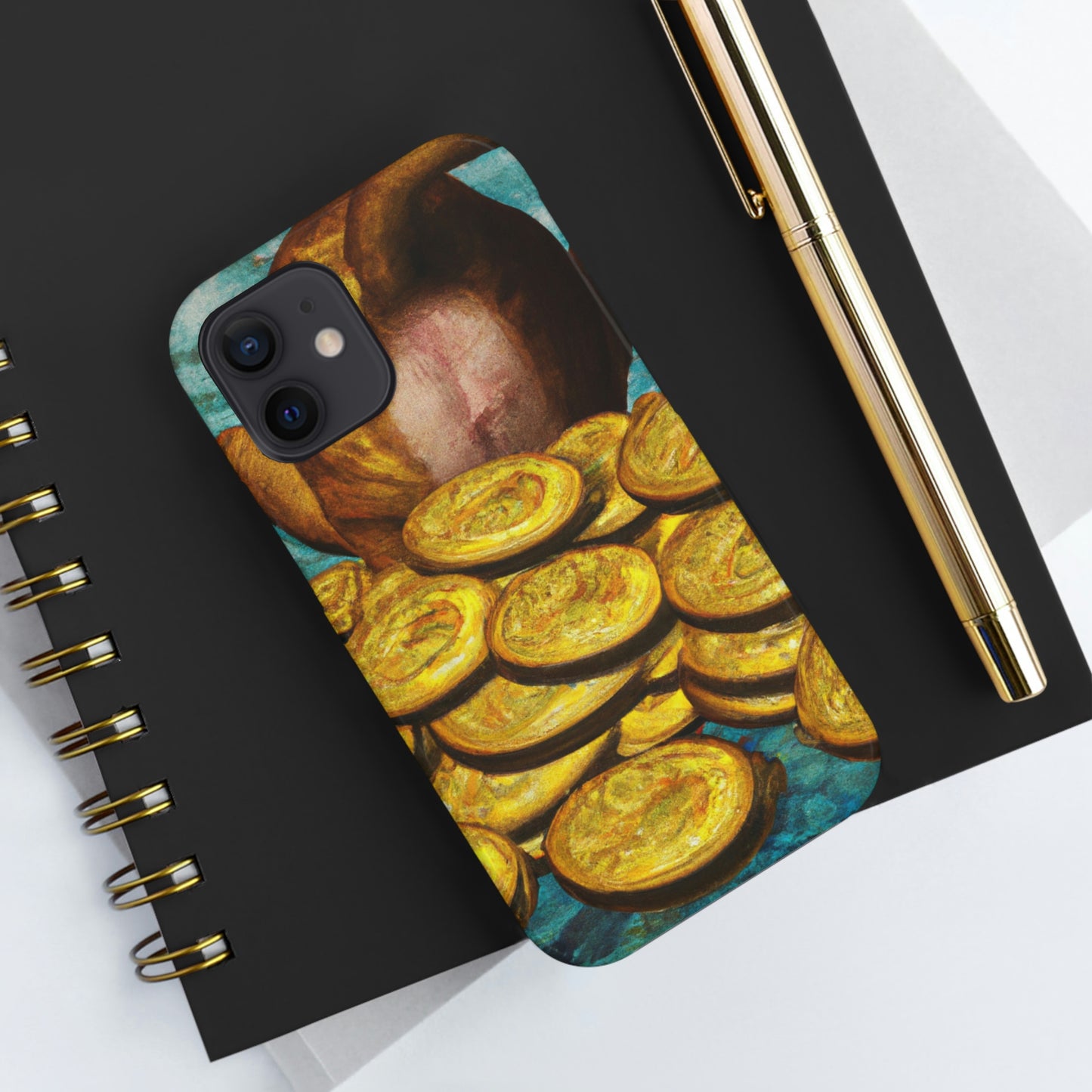 "Feline Fortune in a Foliage of Finances" - Die Alien Tough Phone Cases