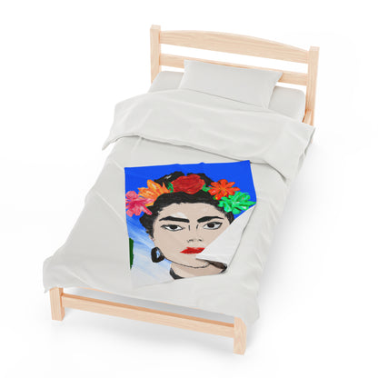 „Feurige Frida: Eine mexikanische Ikone mit farbenfroher Kultur malen“ – The Alien Velveteen Plush Blanket