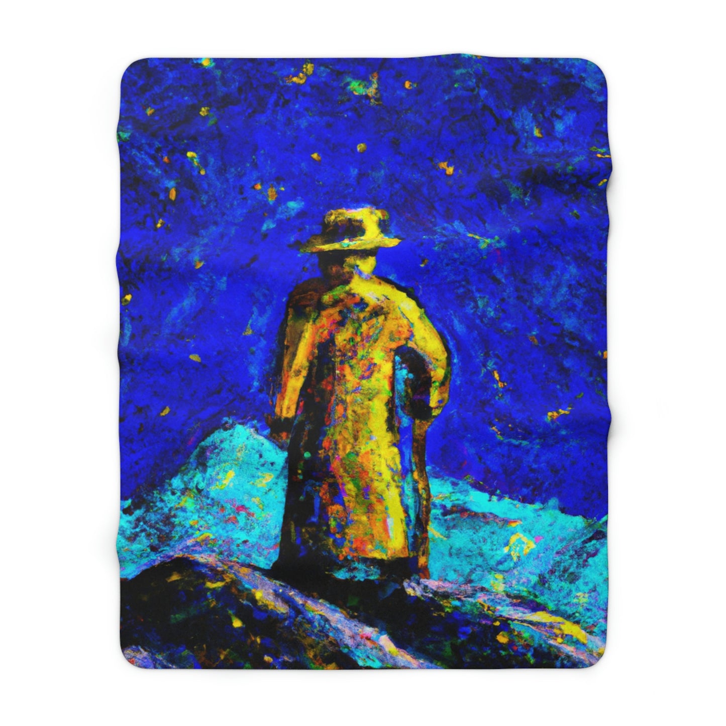 "Lone Mage on the Frozen Summit" - The Alien Sherpa Fleece Blanket