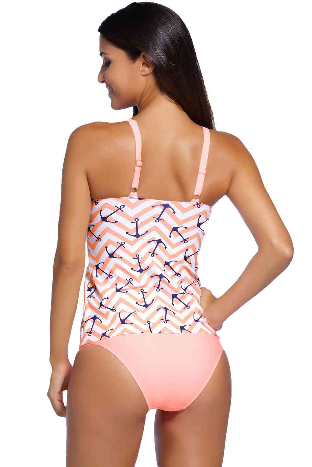 Bedrucktes Tankini-Set mit Spaghettiträgern und U-Ausschnitt