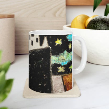 "Cosmic Oasis: A Journey to a Floating City Amid the Sea of ​​Stars" - The Alien Taza de cerámica 11 oz