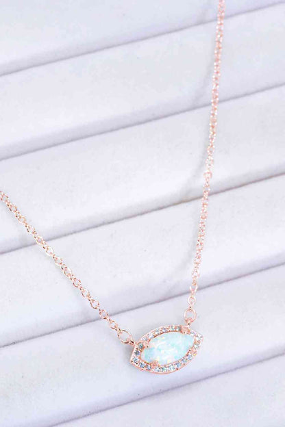 18k Rose Gold-Plated Opal Pendant Necklace