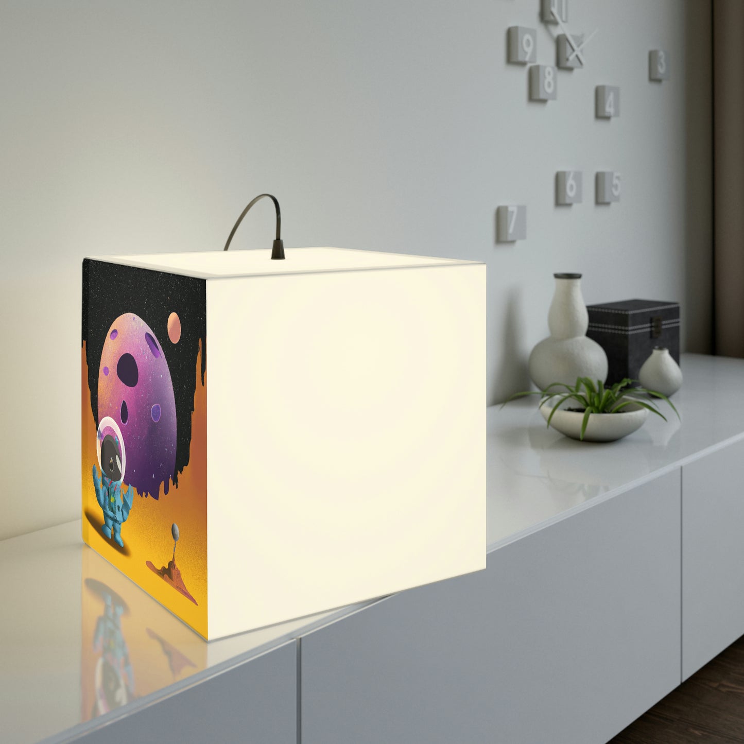 "Exploring the Unknown: The Adventures of a Space Captain and the Mysterious Planet" - The Alien Light Cube Lamp