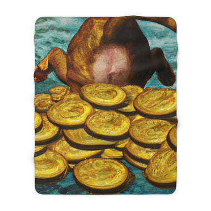 "Feline Fortune in a Foliage of Finances" - The Alien Sherpa Fleece Blanket