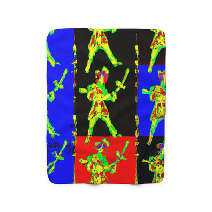 "Dancing with Fire and Steel." - The Alien Sherpa Fleece Blanket