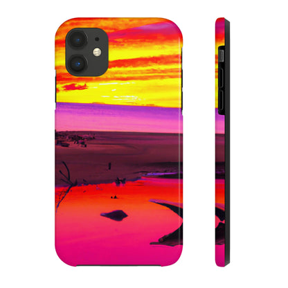 "Vergessener Trost: Die Pracht eines lebendigen Sonnenuntergangs an einem verlassenen Strand" - Die Alien Tough Phone Cases